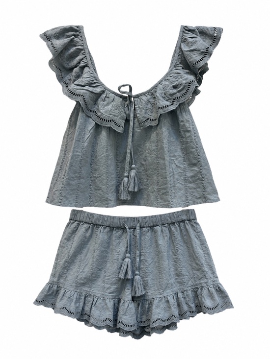 Shabby Chic Other - Shabby Chic Embroidered Cotton Pajama Set Light Blue Cotton Lounge Set 🌸 2pc